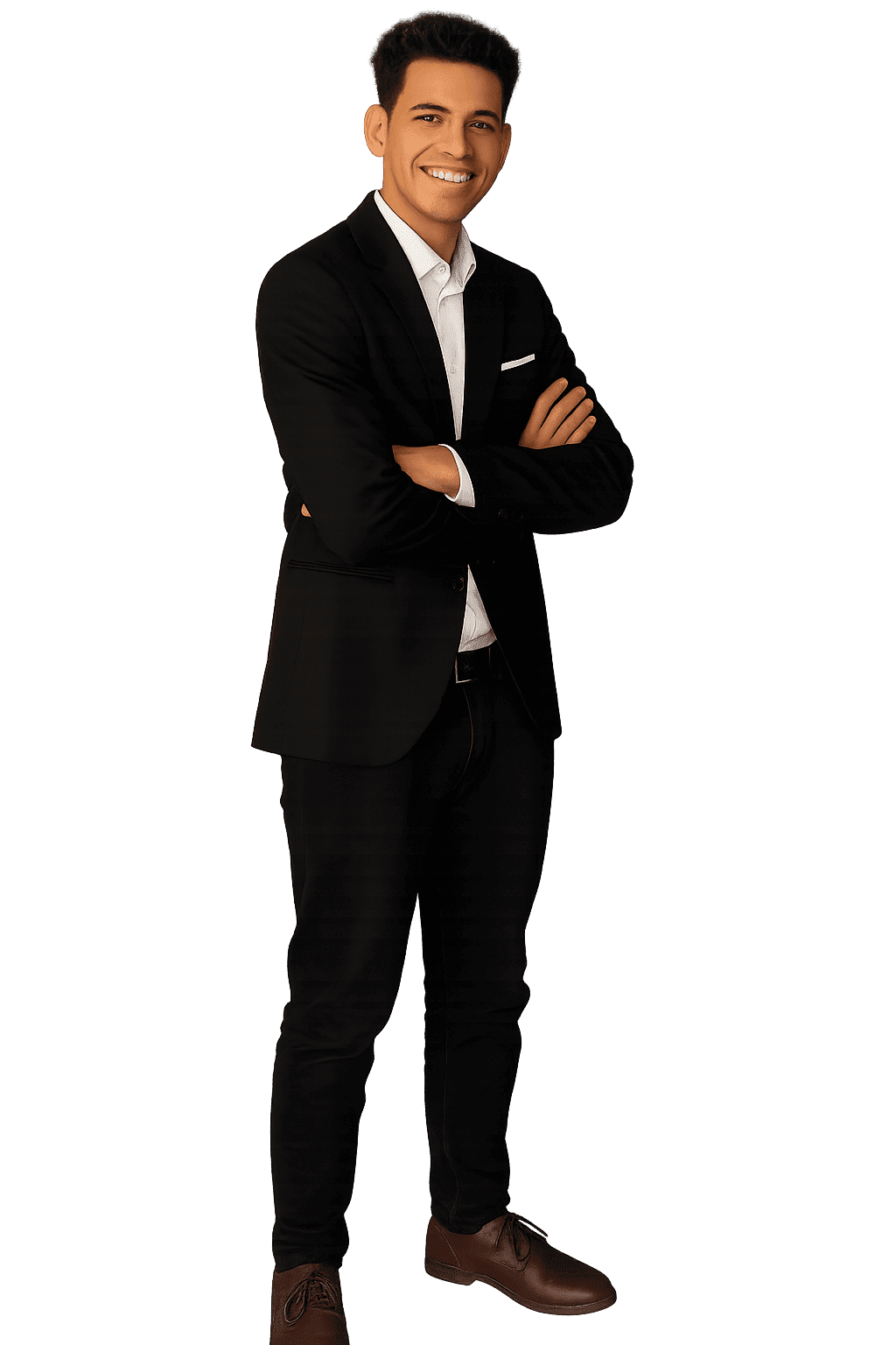 a man in a suit with his arms crossed